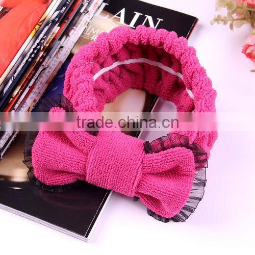 korea styleheadband mircofiber bowknot lace headband for female young girl