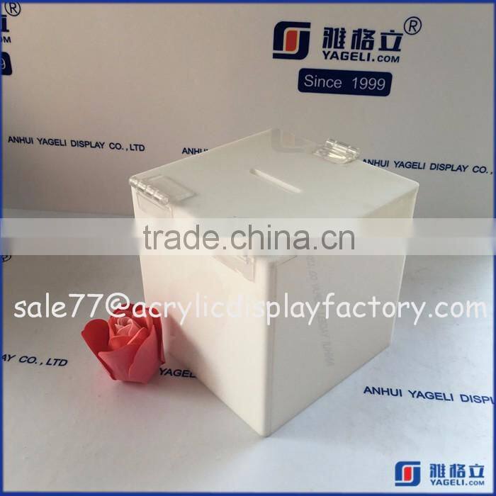 Colored Acrylic Donation Box with Key Lock, Counter Acrylic Feedback Box