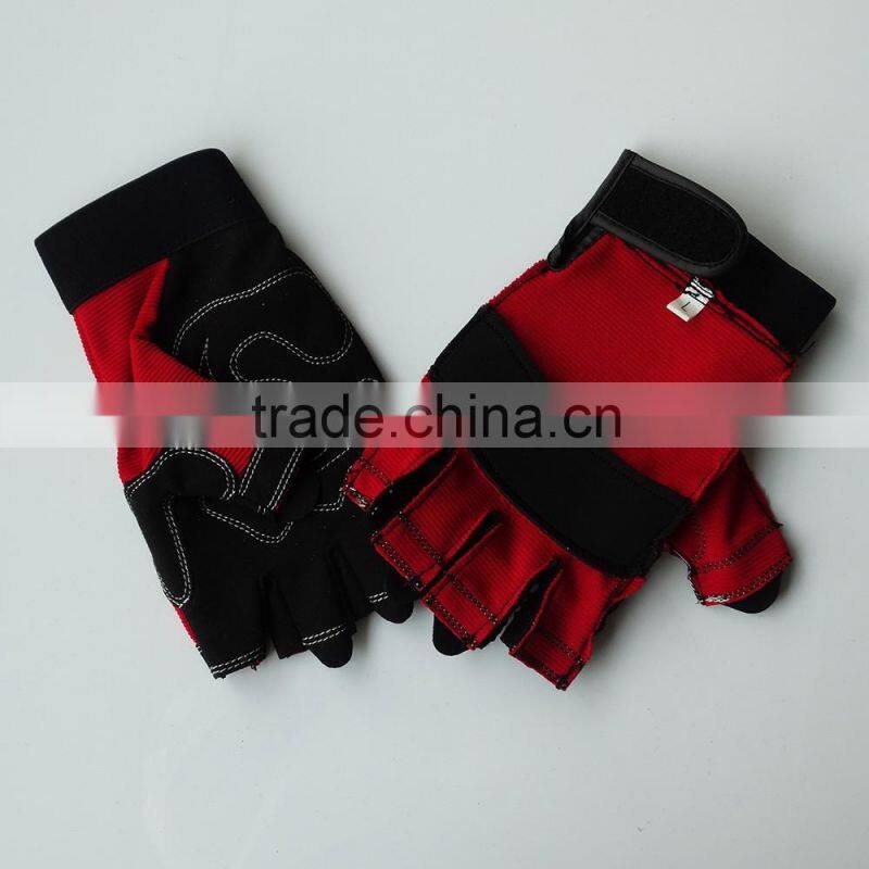 China competive price red fingerless sports bicycle gloves