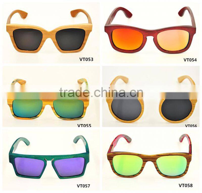 wholesale low MOQ 2016 italy design UV400 mirror lens quality bamboo wooden polarized sunglasses sun shade glasses