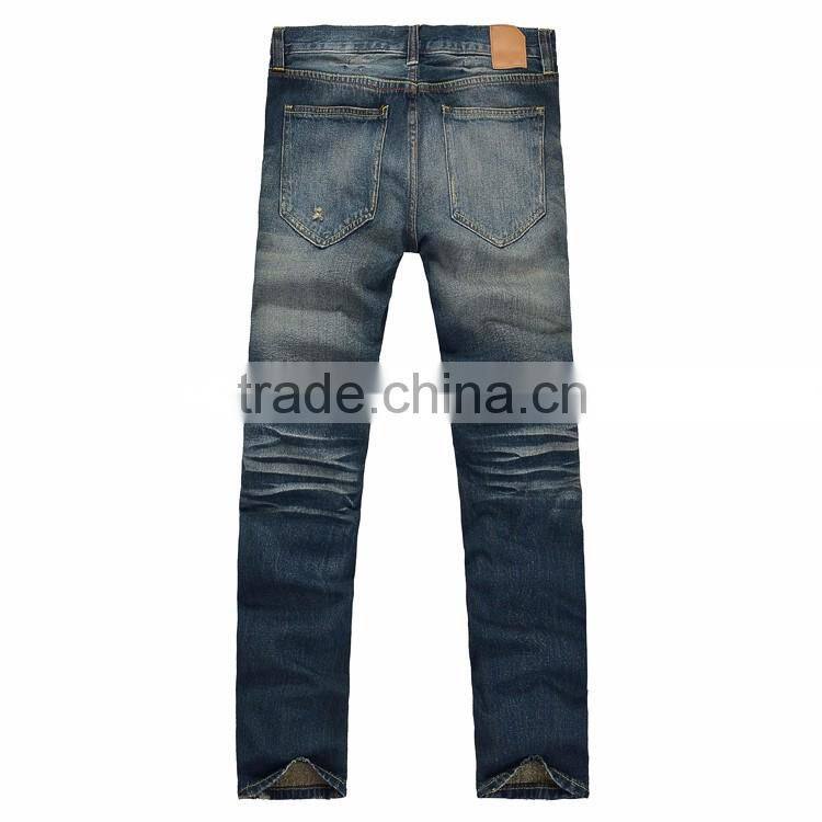 Manufacture China brand name jeans men gender vintage ripped distressed denim trousers skinny pants jeans