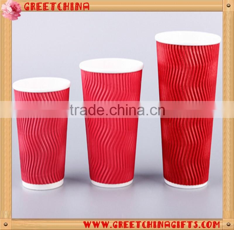 16 oz disposabl double layers insulated corrugated paper coffee cup