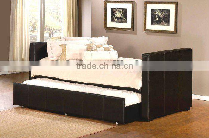 Upholstered Leather Daybed with Trundle