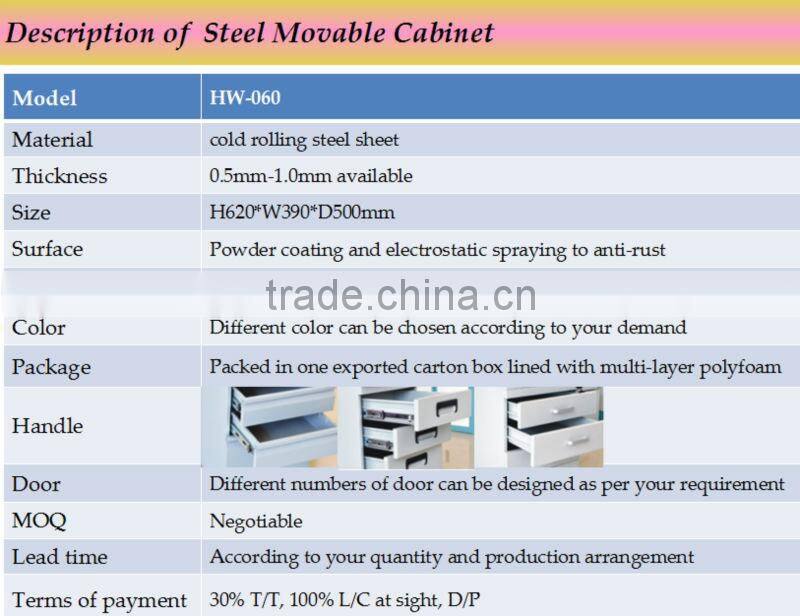 Metal 3 drawer cabinet for A4 file