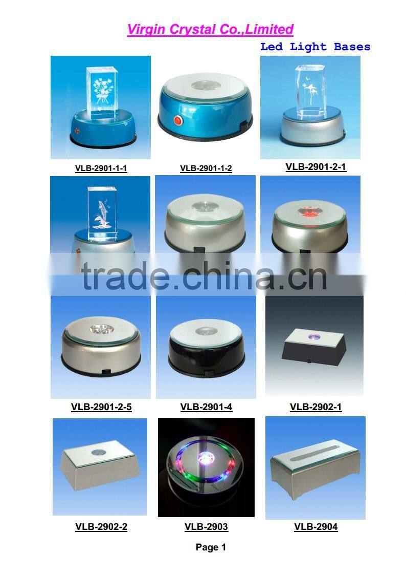 Round shape clear crystal LED light base with 7 lights for lamp holder