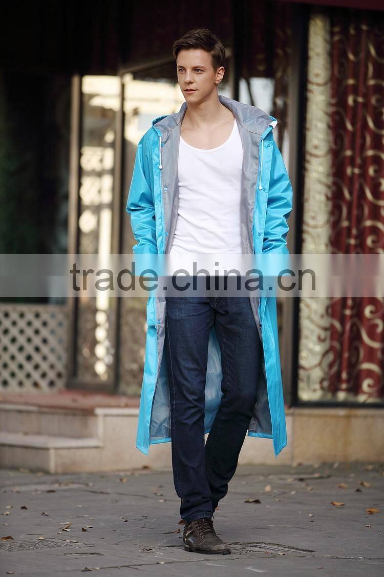 Adult Foldable Waterproof Hooded Long Rain Jacket Raincoat durable polyester raincoat