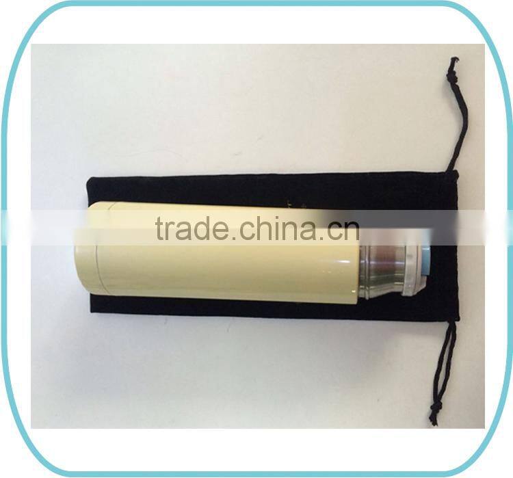 2015 gold printing drawstring velvet bag for wine bottle package