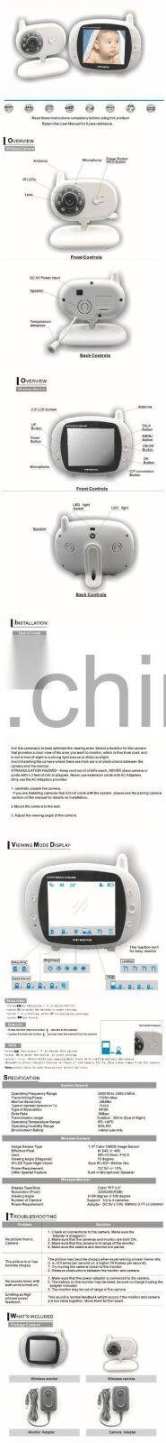 2 Way Talk 3.5" Color Video Baby Monitor Wireless Safety Camera Temperature Monitor Baby Monitor Night Vision