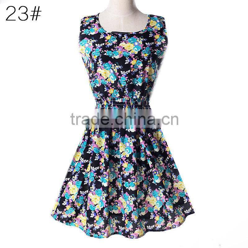 Cotton sleeveless dresses with different patterns 25 styles for your free choose