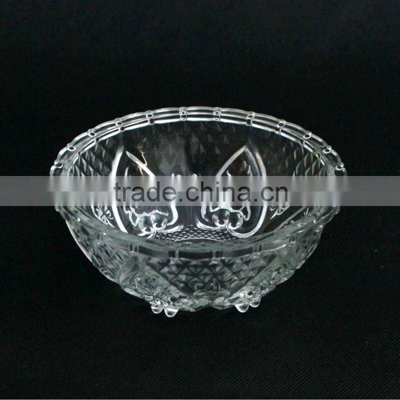 fancy round clear cheap antique glass fruit bowl with glass lid