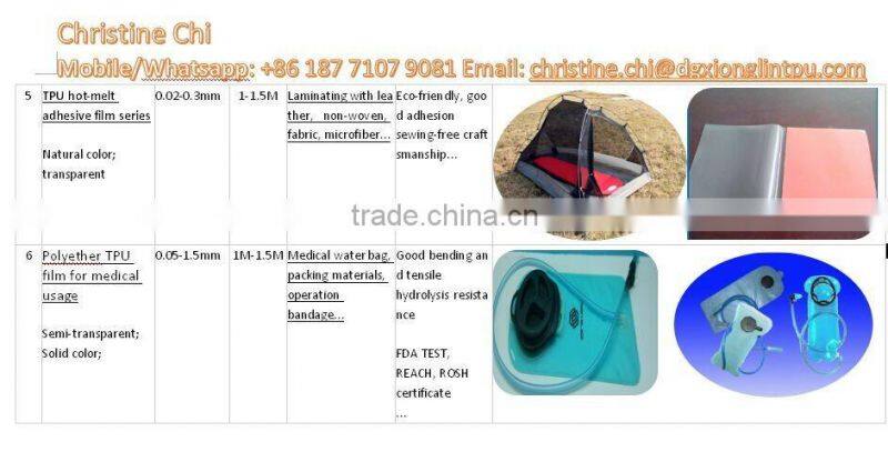 transparent/colored TPU film for inflatable tent/kites/advertisement inflatable ball