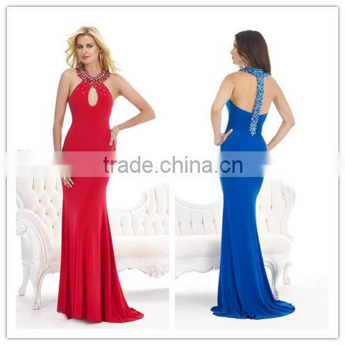 ED749 Latest Design vestidos Summer Beaded Formal Evening Dress Red Plus Size Long Open Back Evening Prom Dresses Evening Gowns