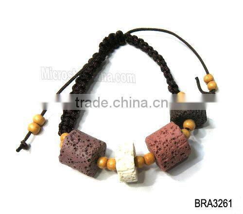 Braided handmade lava stone bracelet