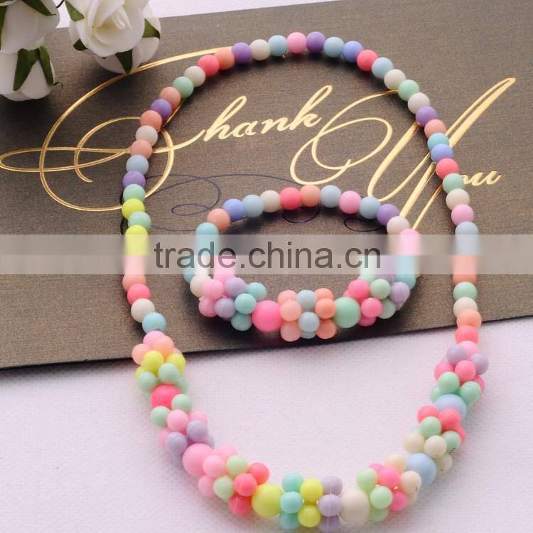 >>2016 New nice gift for children baby girl kids candy color jewelry set fashion beaded necklace bracelet&