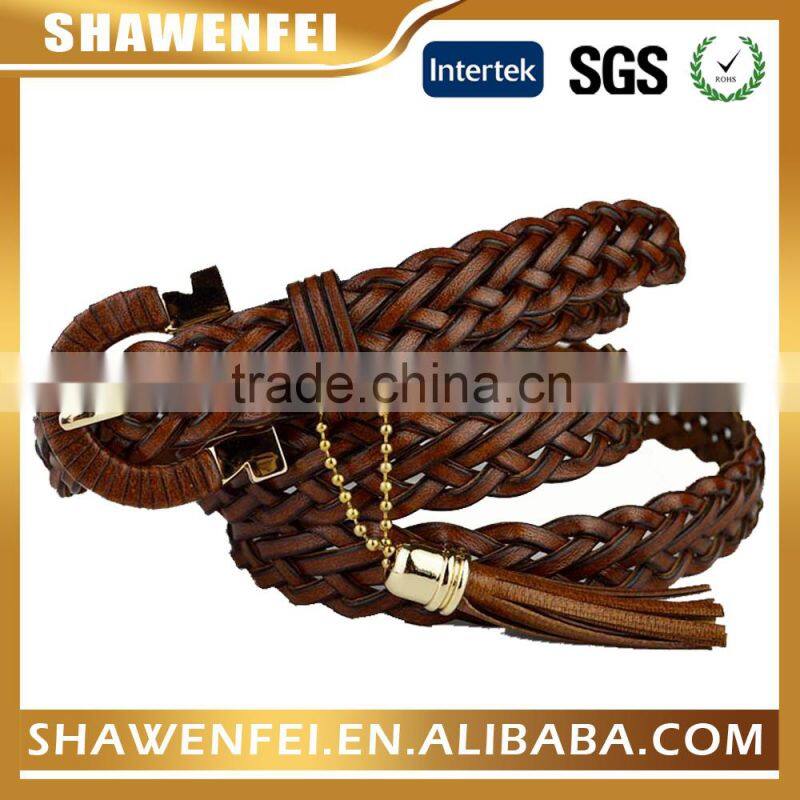 2015 Fashion 100% Handmade Braid Lady Belt With Tassels