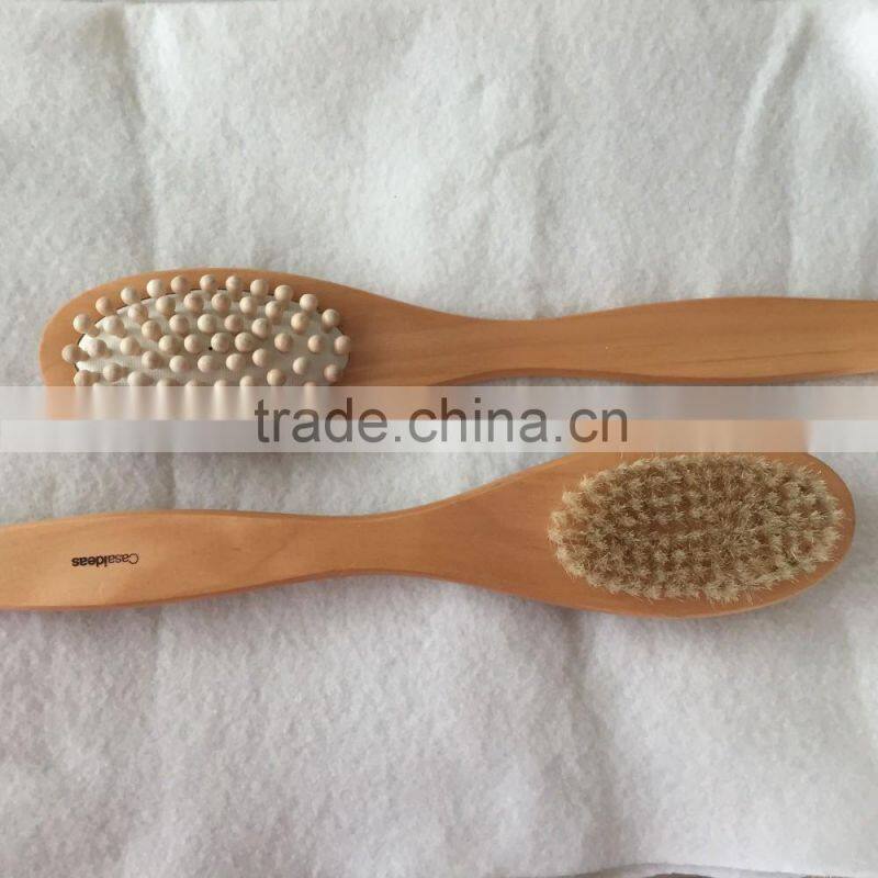 Double side bath brush with massager beads