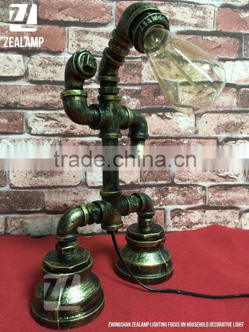 Industrial Style Pipe Lights Steampunk Pipe Table Lamp Edison Lamp Robot