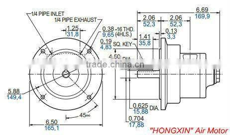NEMA 56C Mounting,4 Vanes,Reversible 4AM 1.7hp Air Motor,Pneumatic Motor