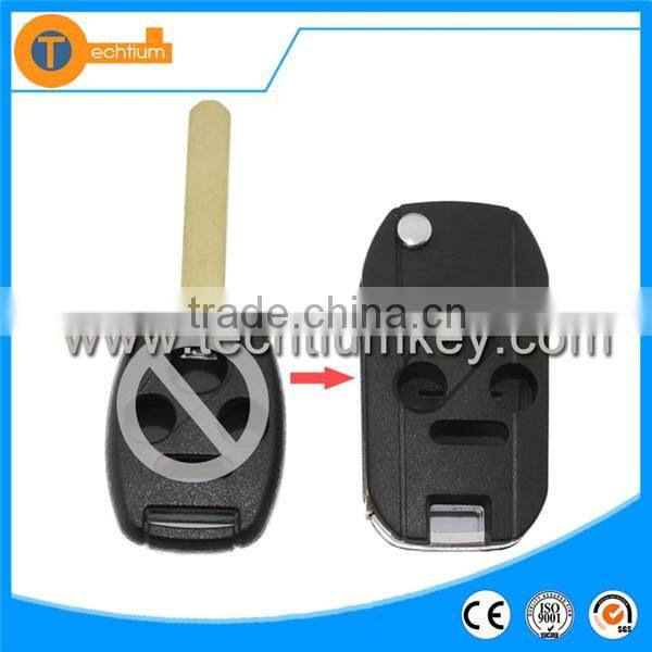 Auto car key blanks wholeslae with logo and blade folding flip remote key cover shell for Honda odyssey pilot accord