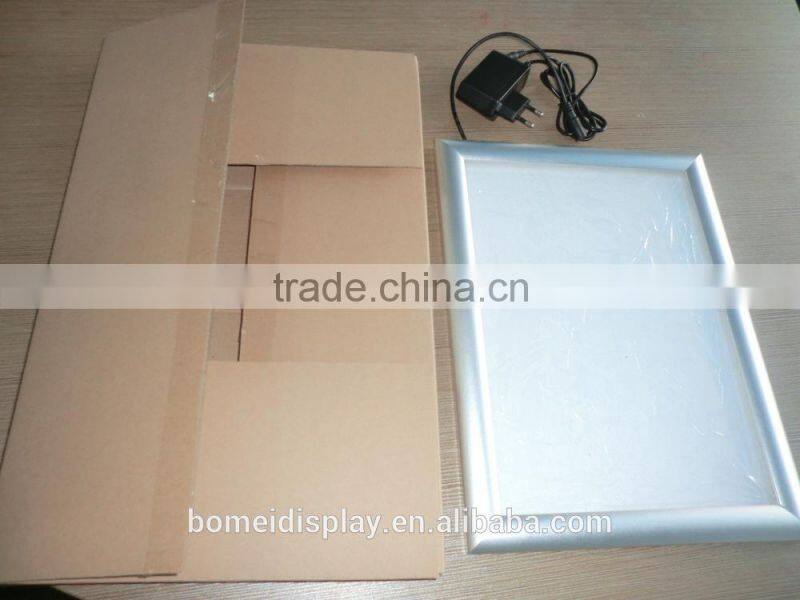 Advertising lit LED light box with aluminum snap frame