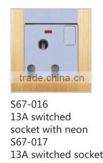 Burshed Aluminum EU standard switched socket