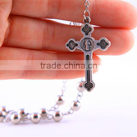 Jerusalem Round Silver Bead Catholic Rosary