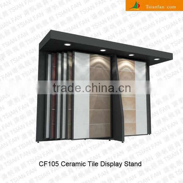 CF105 ceramic tile mdf stands shelf display / Page turning type rack