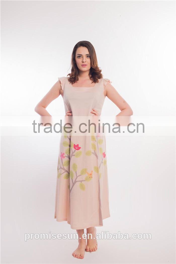 100% cotton printing sleeveless comfort sexy hot nightwear for women