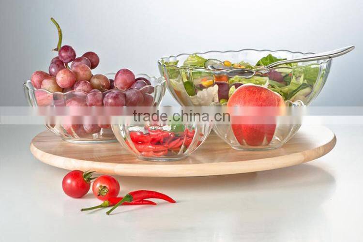 glass salad bowl with emboss