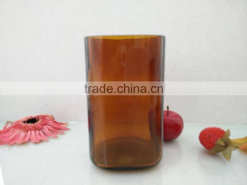 Candle glass jar, dark amber, black or white