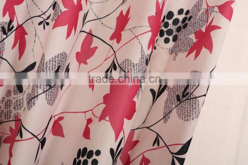 T/C Fabric Maple Leaf Printed Curtain Panel Drapes Drapery