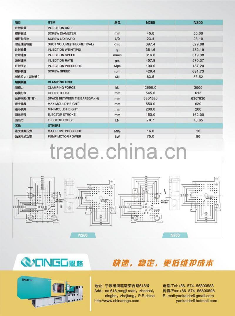 N260 tonHigh speed injectioon molding machine for food container