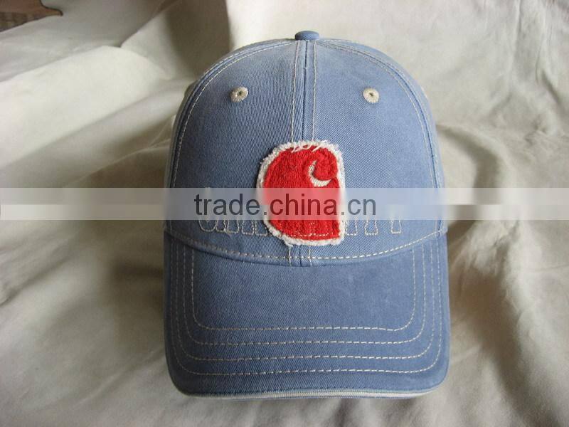 Headwear Factory Classic cotton 6 panel patch embroideried baseball washed cap