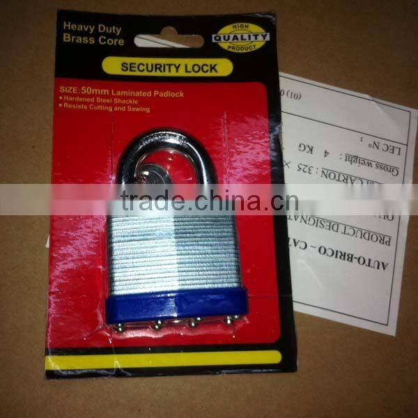 Brass Pad Lock with blister card packing