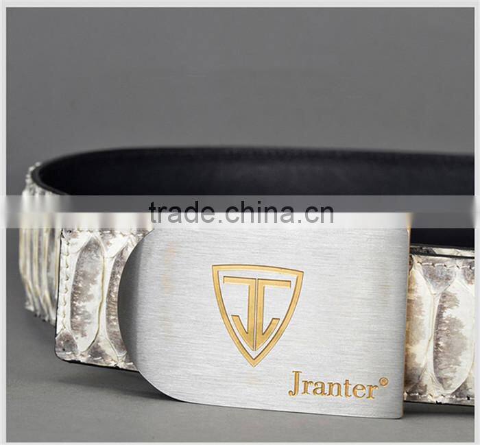 Luxury Genuine Python Snake Skin Belt for Men Black and White Stainless Steel Buckle