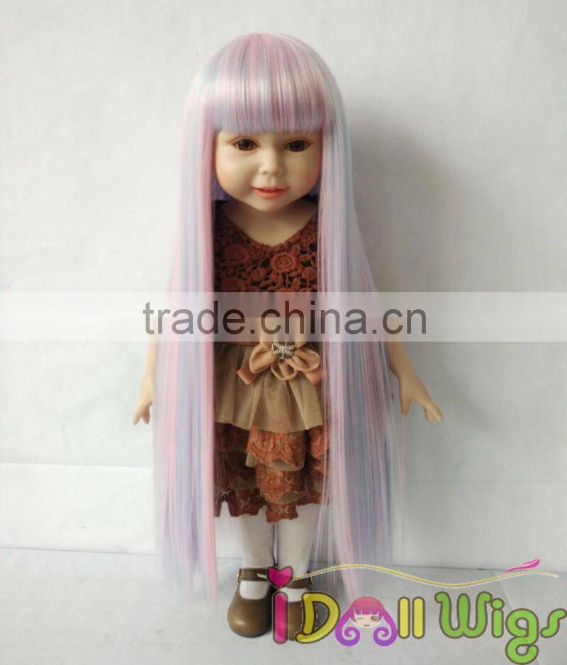 American Girl Doll Wig Dreaming Rainbow Pink Straight Soft Synthetic Hair Wig