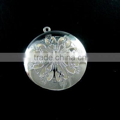 33mm silver plated iron round filigree photo locket pendant charm DIY supplies 1112004