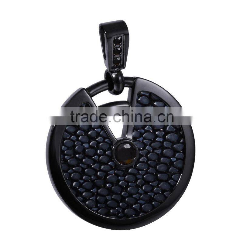 Genuine stingray leather and stainless steel hidden camera pendant fancy pendant designs for girls, big stone pendant design