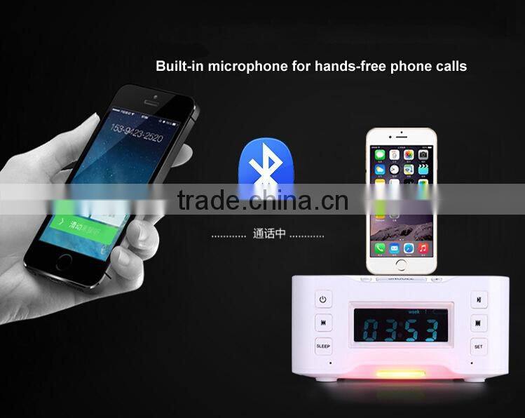 Bluetooth Wireless Speaker & Docking Station W/ Dual Alarm Settings For iPhone/iPod/Android Phones