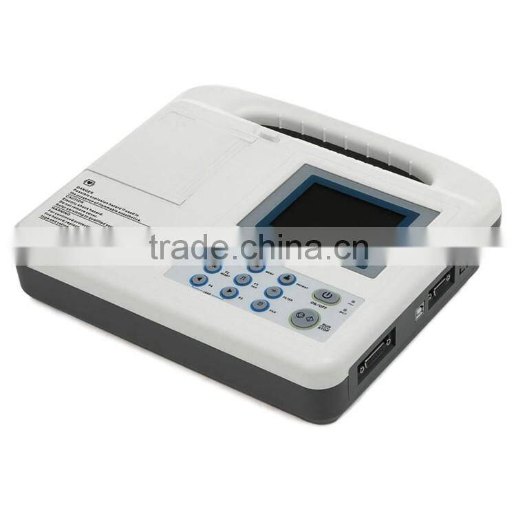 Beijing High resolution thermal printing system 3.8 inch LCD Three channel digital ECG machine for sale