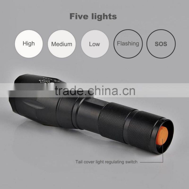 Wholesale electric torch waterproof AAA /18650 battery XML T6 1000lumen tactical zoomable led flashlight