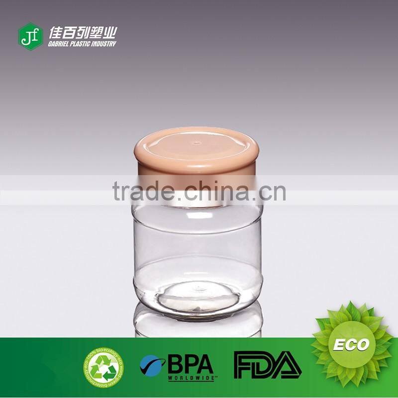 500g round shape transparent plastic candy jar