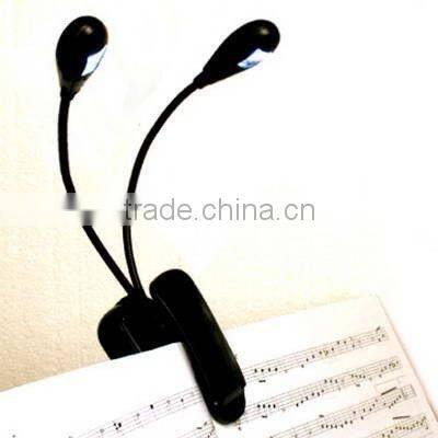 Clip on 2 Dual Arms 2 LED Flexible Book Music Stand Light Lamp Black