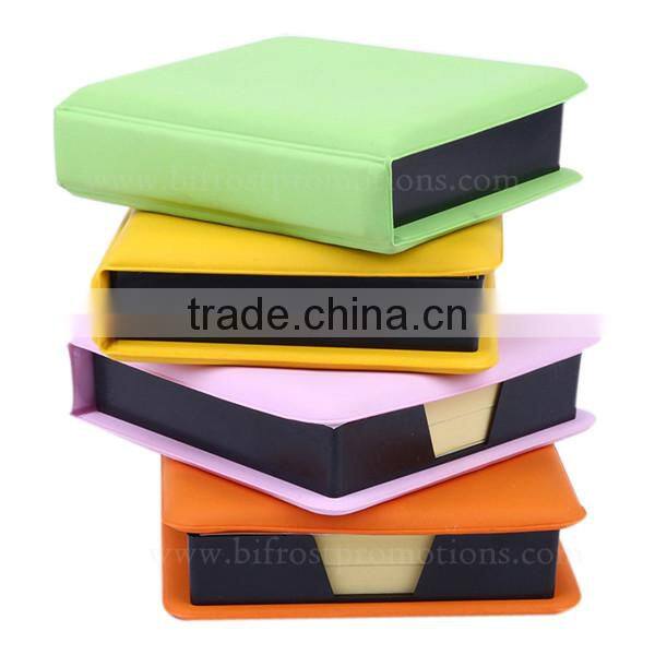 Color Leather Box With Calendar Sticky Custom Memo Pad