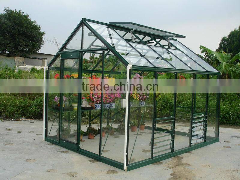 Super elegant 4mm safety toughened glass greenhouse with strong aluminium frame