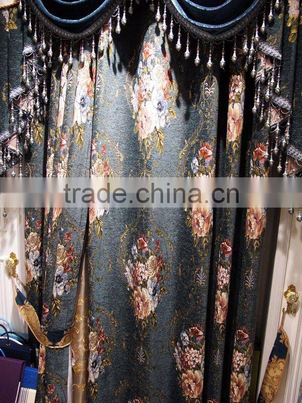 Antique French Style Living Room Pleat Blackout Curtains With Valance