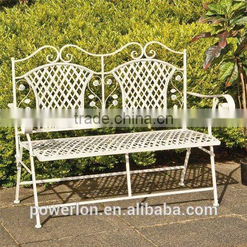 Folding Antique French Style Folding Wrought Iron Garden Bench