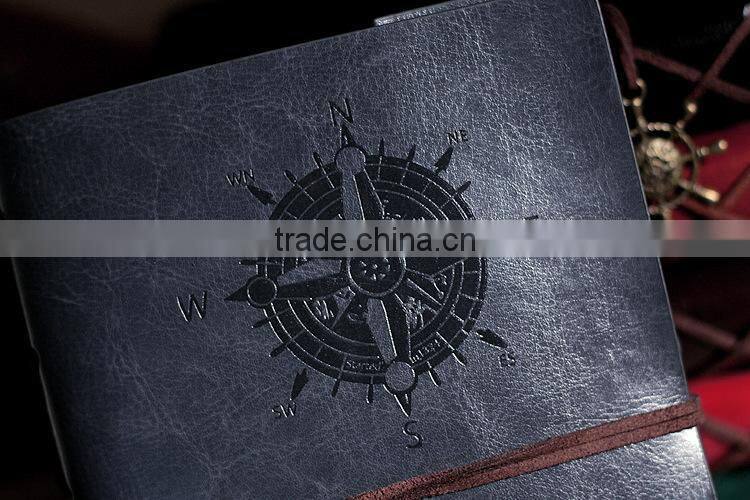 Classic Vintage 80 page kraft paper Blank spiral Loose Leaf Notebook PU Cover