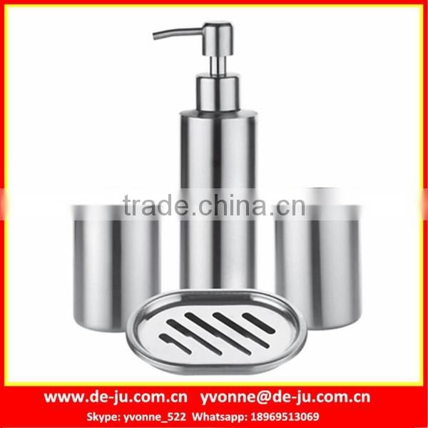 Stainless 4Pcs Bathroom Soap Dish Toothbrush Holder Set