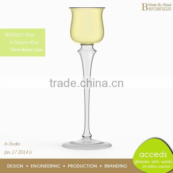 High End Clear Glass Stem Candle Holder